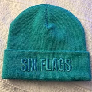Six Flags Teal Kids Beanie Hat
